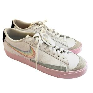 Nike Blazer Low 77 “Be True” White/Pastel Sneakers W/ Rainbow Swoosh (10.5)
